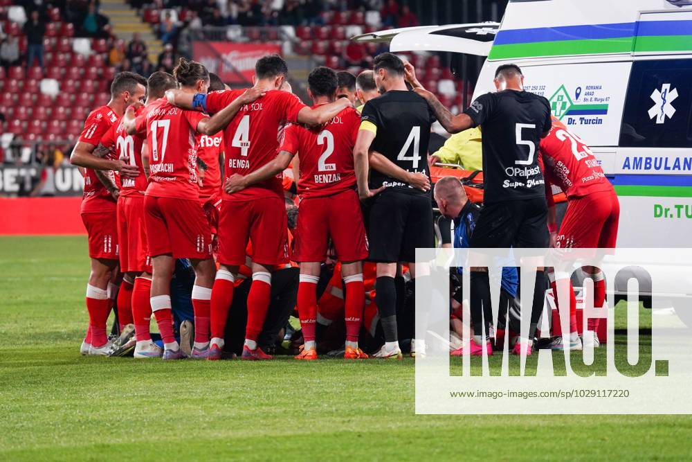 The Romania Liga I Relegation Group match between UTA Arad and FC  Hermannstadt UTA Arad pose