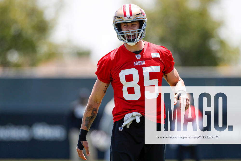 San Francisco 49ers tight end George Kittle (85) warms up during the  practice session prior to the NFC Championship at the SAP Performance  Center, Friday, Jan. 17, 2020, in Santa Clara, Calif. (