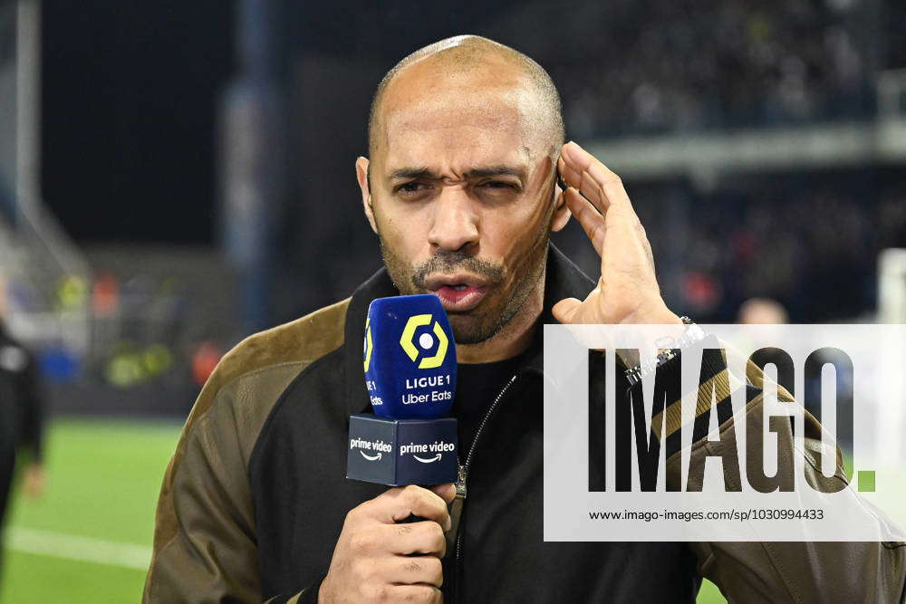 Auxerre, France. 21st May, 2023. Thierry Henry, consultant for  Prime  Video channel during the Ligue 1 Uber Eats football (soccer) match between  AJ Auxerre (AJA) and Paris Saint Germain (PSG) on