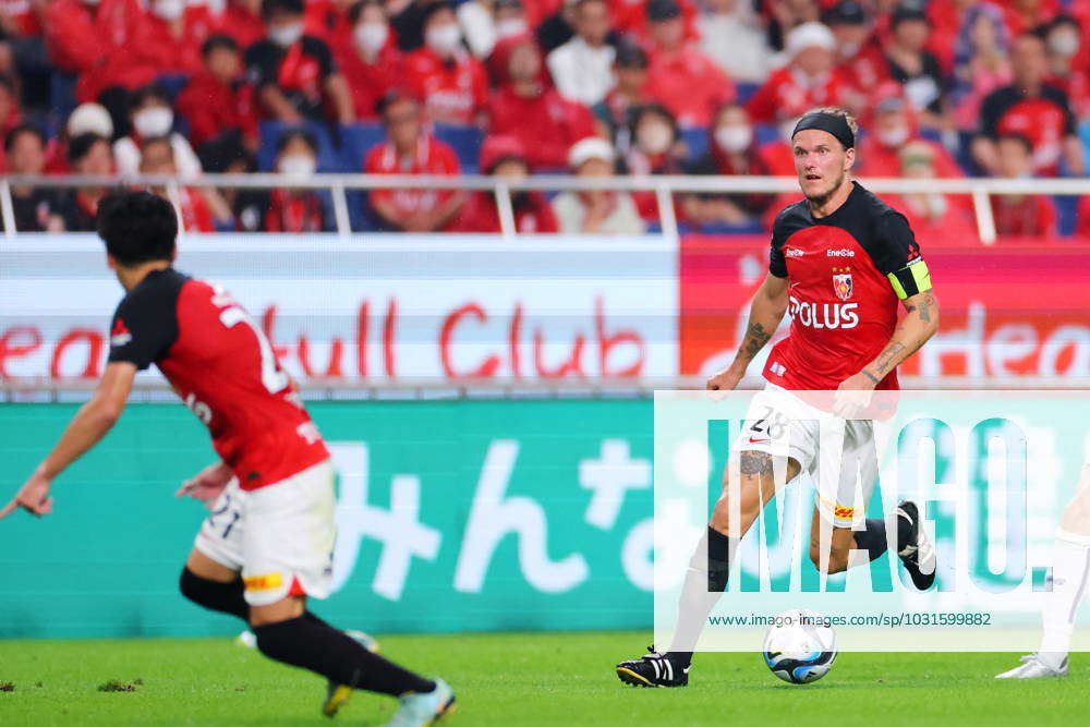 Urawa Reds' Alexander Scholz acknowledges fans after the 2023 J1