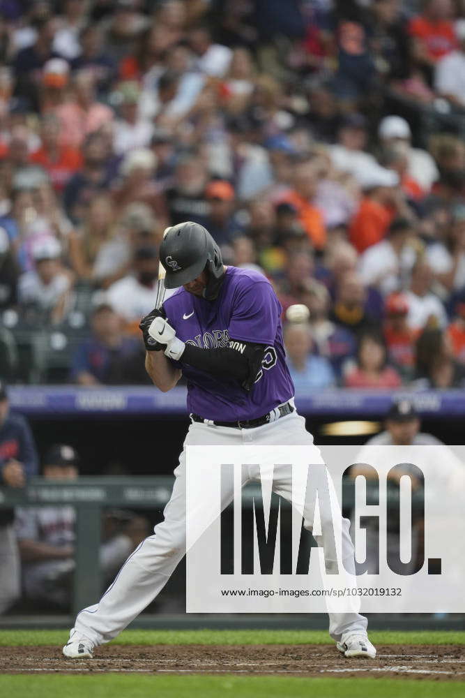 July 14 2023: Colorado first baseman CJ Cron (25) takes a walk during the  game with New York Yankees and Colorado Rockies held at Coors Field in  Denver Co. David Seelig/Cal Sport