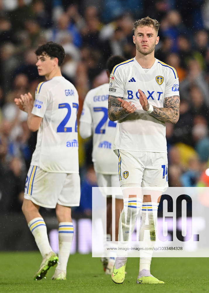 Leeds, UK. 04th Oct, 2023. Joe Rodon #14 of Leeds United claps his