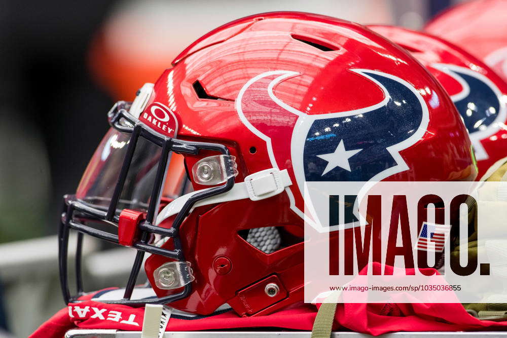 A Kansas City Chiefs helmet sits on the sideline during the game