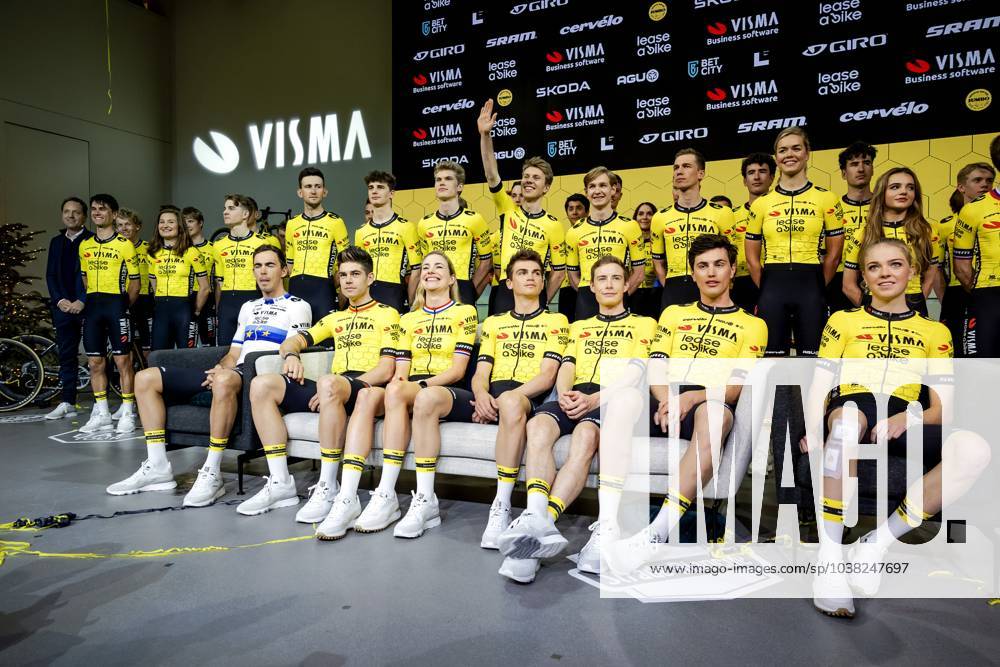 AMSTERDAM Group photo with the front row of cyclists Christophe