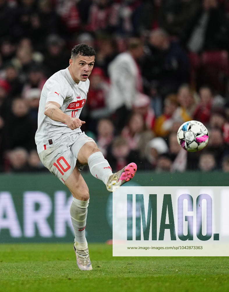 March 23 2024: Granit Xhaka (Switzerland) controls the ball during a UEFA  Friendly game, Denmark