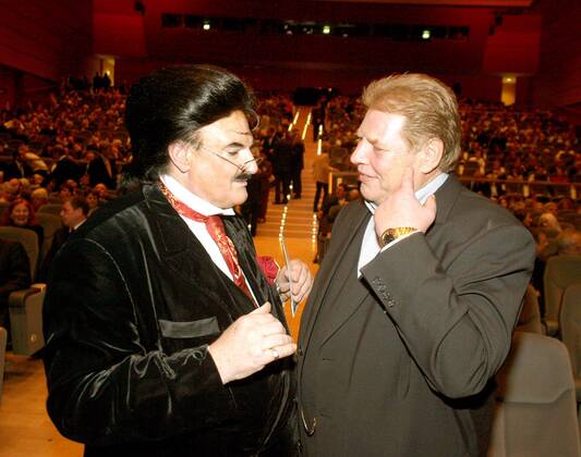 Modedesigner Rudolph Moshammer und Karl-Heinz Wildmoser anlässlich