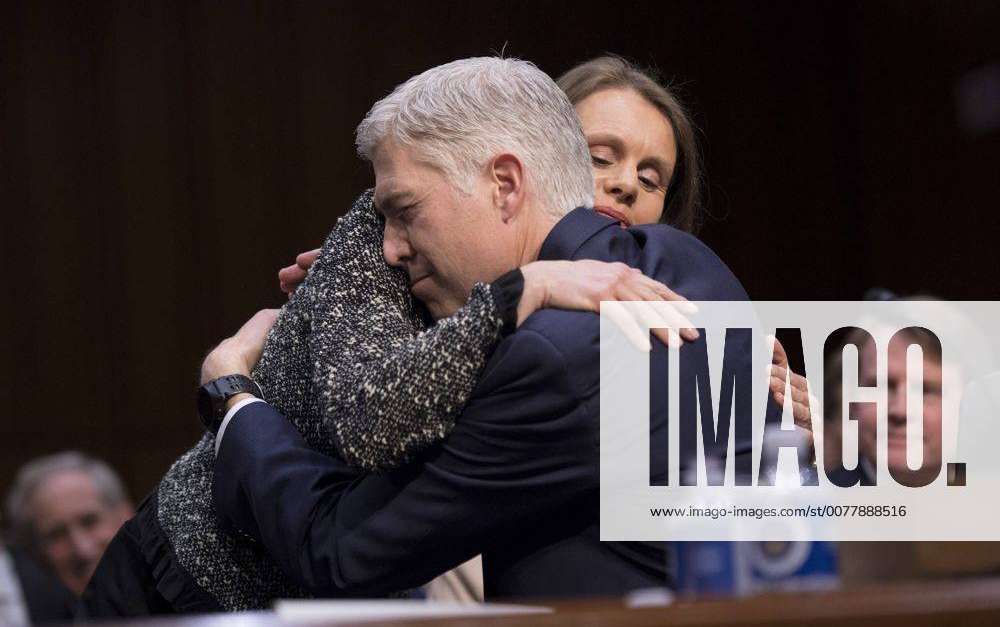 Supreme Court Justice nominee Neil Gorsuch hugs his wife Marie Louise ...