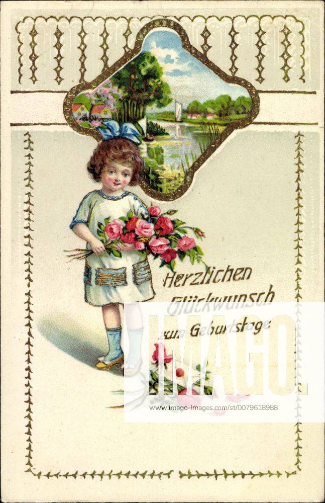 AFIE Geburtstagskarte Für Damen, Blumenkranz Design, 12x17,5 Cm, Glänzend, Mit Umschlag