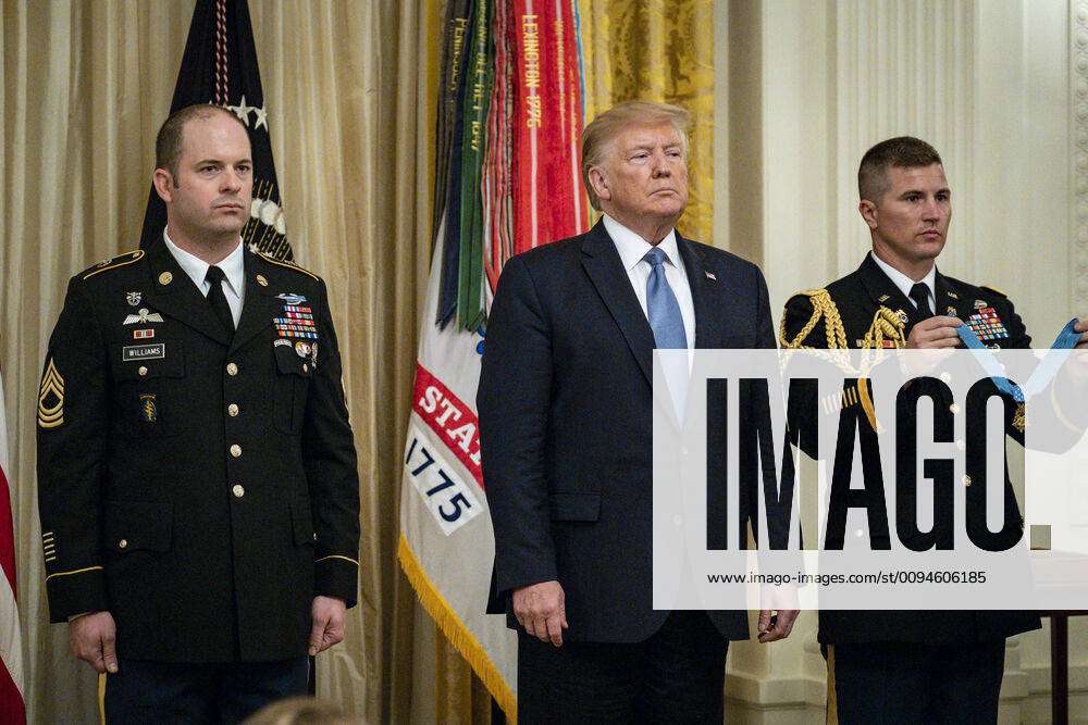 President Donald Trump presents Army Master Sgt. Matthew Williams, of ...
