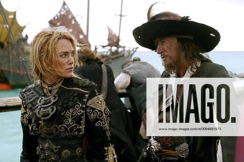 Keira Knightley And Geoffrey Rush Characters Elizabeth Swann And Barbossa Film Pirates Of The 4973