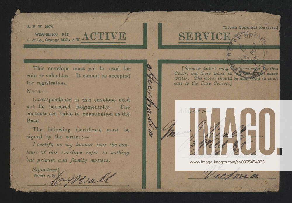 Envelope - Australian Active Service, circa 1919, Green printed ...