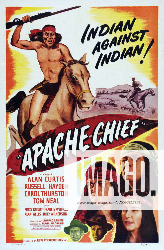 APACHE CHIEF US poster art bottom row Tom Neal Fuzzy Knight