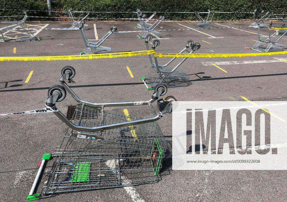 General view outside an empty Asda Superstore closed for the Day