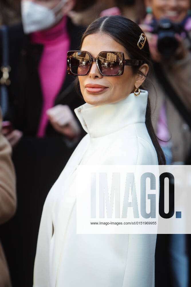 Milan, Italy. February 23, 2022, Victoria Barbara arriving at Fendi fashion  show during the Milan Fashion Week Fall/Winter 2022/2023 on February 23,  2022 in Milan, Italy. (Photo by Mairo Cinquetti/LiveMedia/Sipa USA Stock