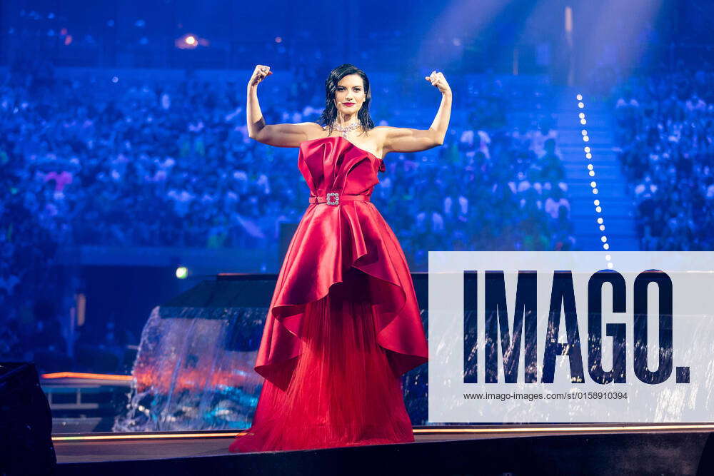 May 12, 2022, Turin, Italy: Italian singer Laura Pausini host the second  semifinal of the