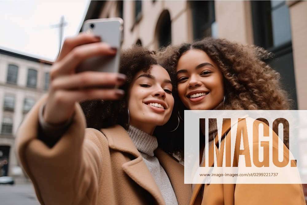 AI generated photo of two young women taking a selfie