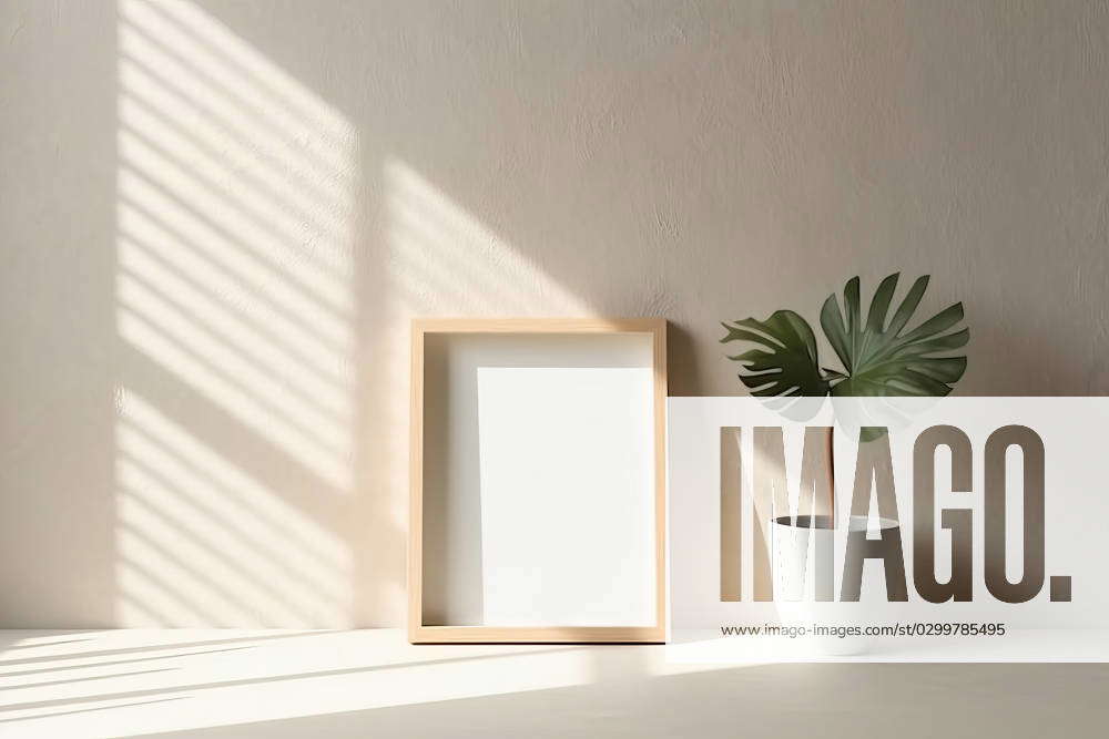 Photo of a potted plant next to a picture frame on a shelf AI GENERATED ...