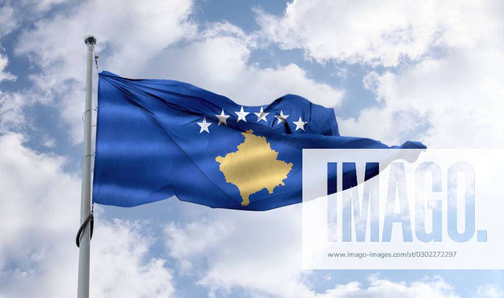 3D-Illustration einer Kosovo-Flagge - realistisch wehende Stoffflagge