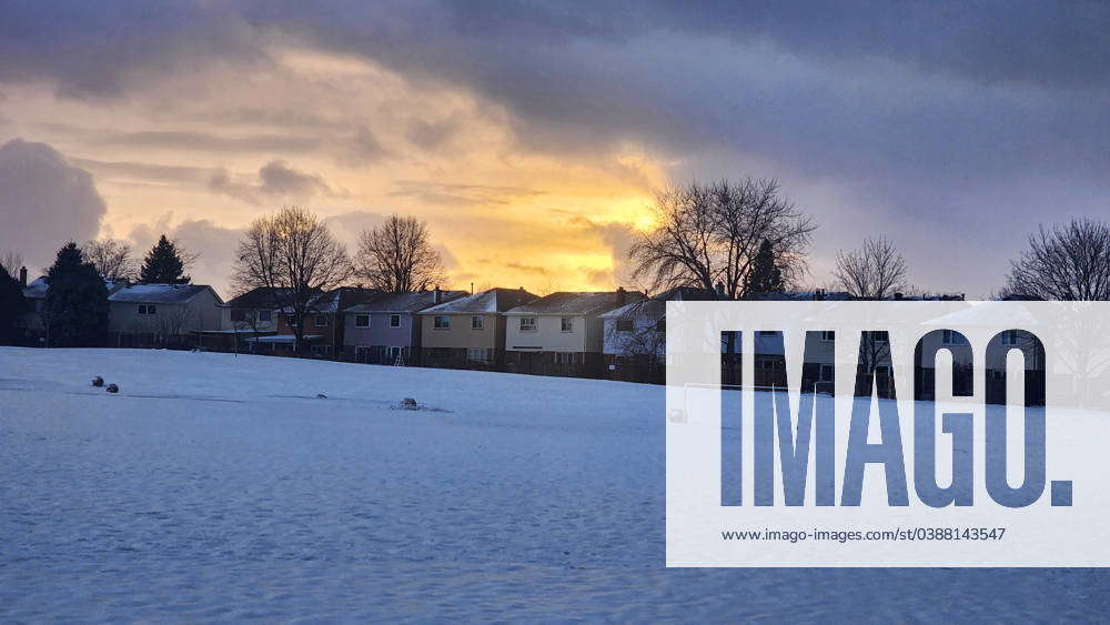 Bone-chilling Cold Temperatures In Toronto, Canada The sunset is being ...