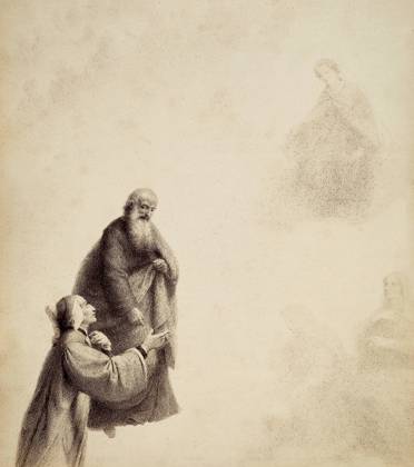 Dante assisted by St. Bernard sees Beatrice seated on a throne