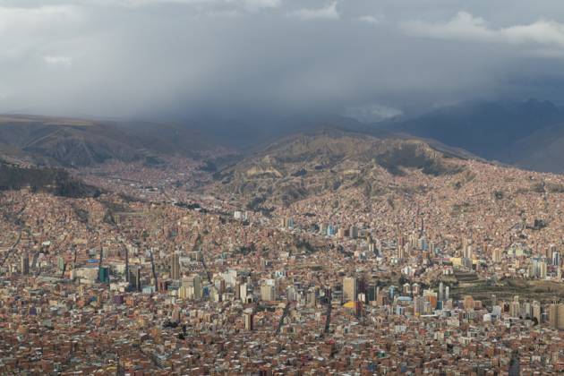 City skyline of La Paz, Bolivia Aerial View of the city La Paz in ...