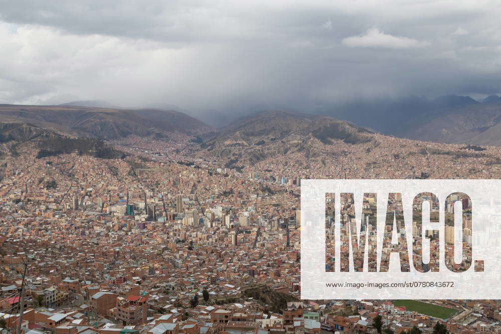 City skyline of La Paz, Bolivia Aerial View of the city La Paz in ...